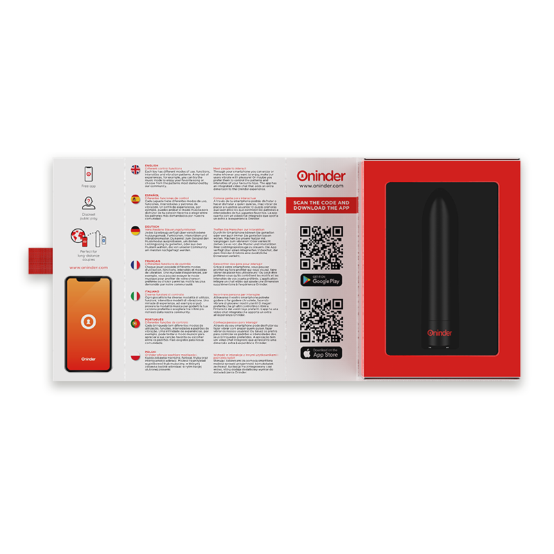 ONINDER - VIBRADOR BERLIN BULLET PRETO 9 MODOS 8,5 X 2 CM - APLICATIVO GRÁTIS