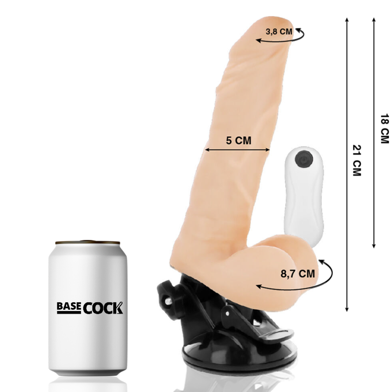 BASECOCK - VIBRADOR ARTICULABLE MANDO REMOTO NEGRO 21 CM -O- 5 CM