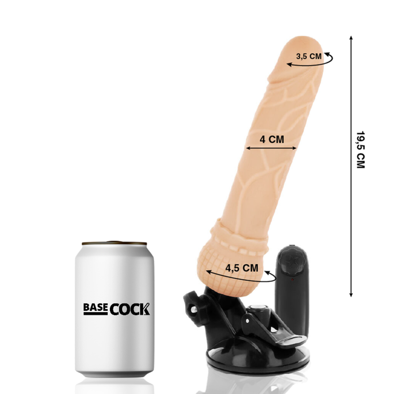 BASECOCK - VIBRADOR REALISTA CONTROLE REMOTO PRETO 19,5 CM -O- 4 CM
