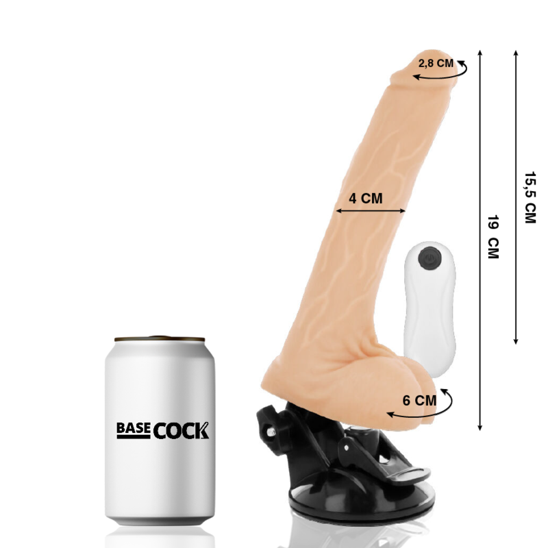 BASECOCK - REALISTIC VIBRATOR REMOTE CONTROL BLACK 19 CM -O- 4 CM