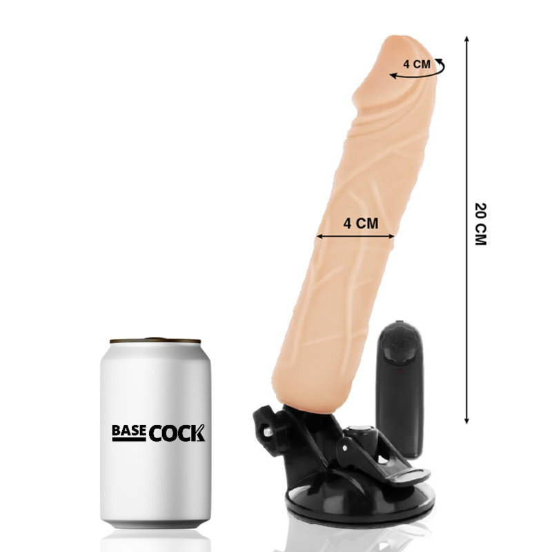 BASECOCK - VIBRADOR REALISTA CONTROLE REMOTO PRETO 20 CM -O- 4 CM