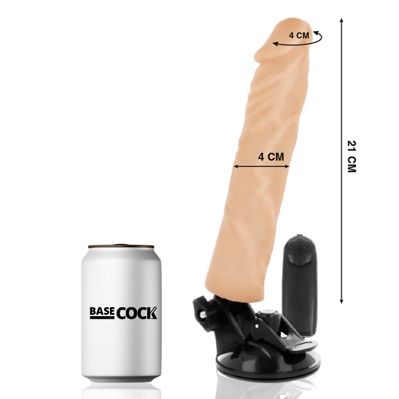 BASECOCK - VIBRADOR REALISTA CONTROLE REMOTO PRETO 21 CM -O- 4 CM