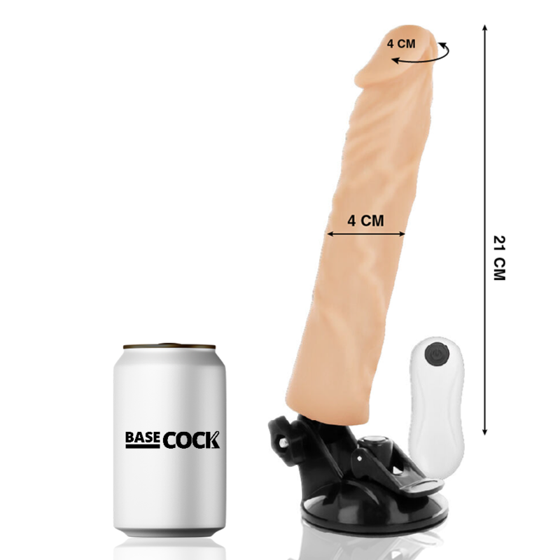 BASECOCK - VIBRADOR REALISTA CONTROLE REMOTO PRETO 21 CM -O- 4 CM
