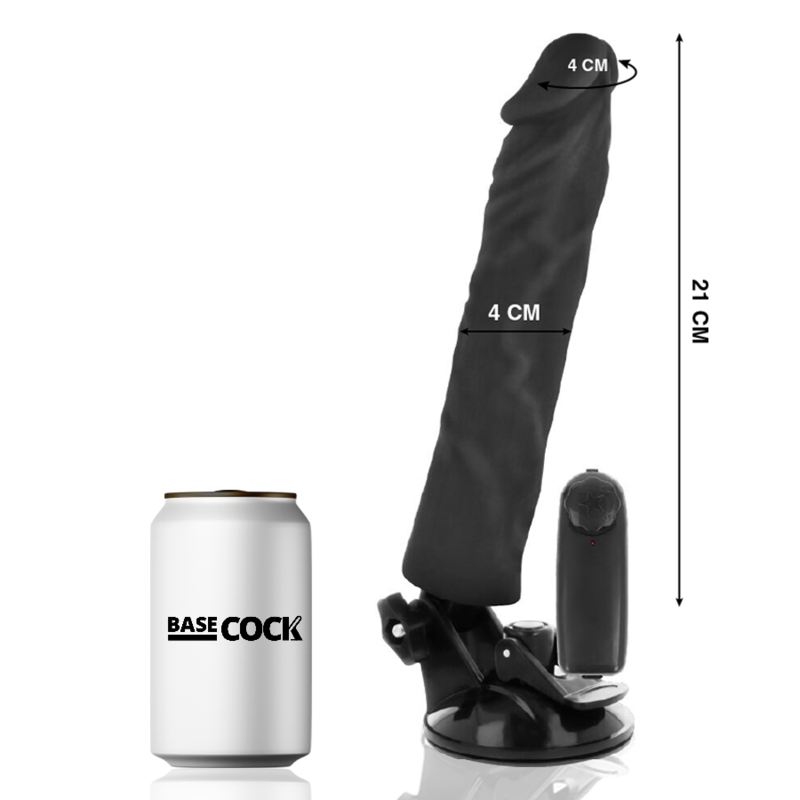 BASECOCK - VIBRADOR REALISTA CONTROLE REMOTO PRETO 21 CM -O- 4 CM