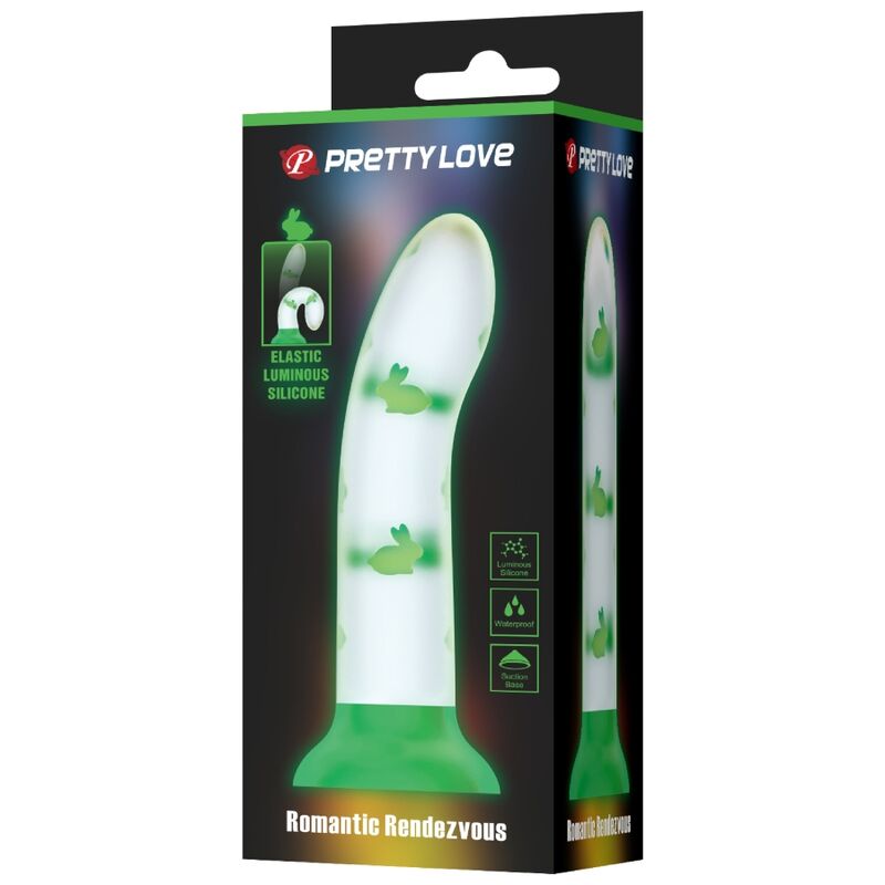 PRETTY LOVE - DILDO MÁGICO NOCTURNO SIN VIBRACIÓN VERDE LUMINOSO