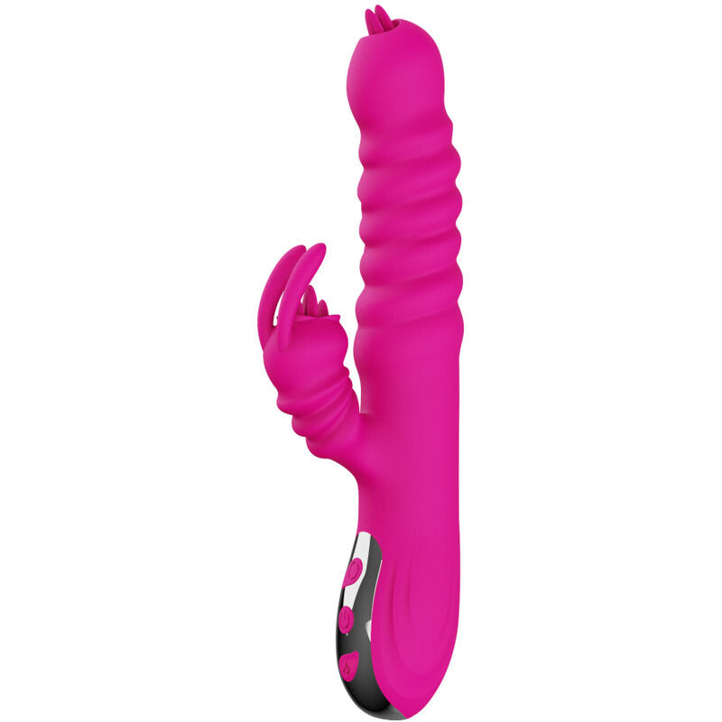 ARMONY - RABBIT VIBRADOR MULTIFUNCIONAL DE LÍNGUA DUPLA FÚCSIA EFEITO DE CALOR
