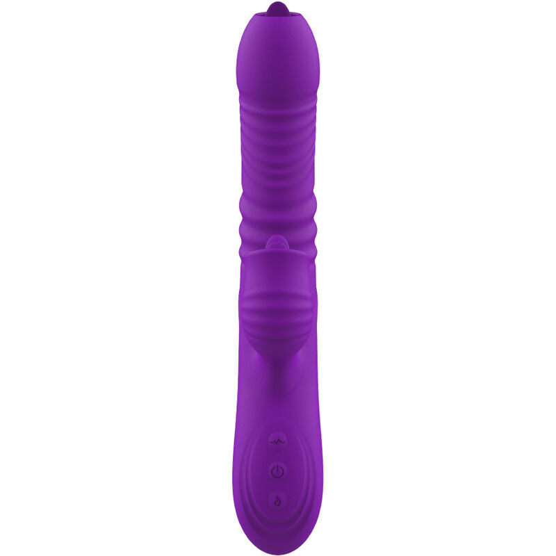 ARMONY - VIBRADOR COELHO COMPLETO PARA PONTO G COM LÍNGUA ESTIMULANTE EFEITO DE CALOR VIOLETA