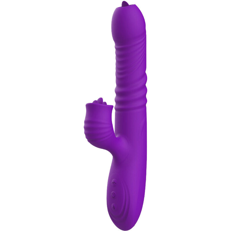 ARMONY - VIBRADOR COELHO COMPLETO PARA PONTO G COM LÍNGUA ESTIMULANTE EFEITO DE CALOR VIOLETA
