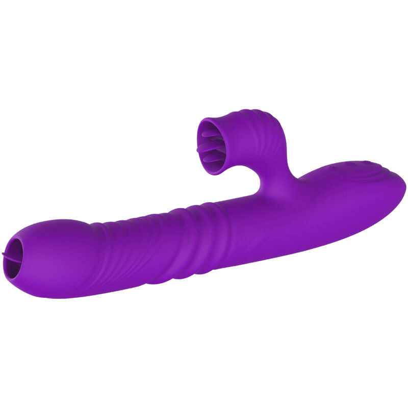 ARMONY - VIBRADOR COELHO COMPLETO PARA PONTO G COM LÍNGUA ESTIMULANTE EFEITO DE CALOR VIOLETA