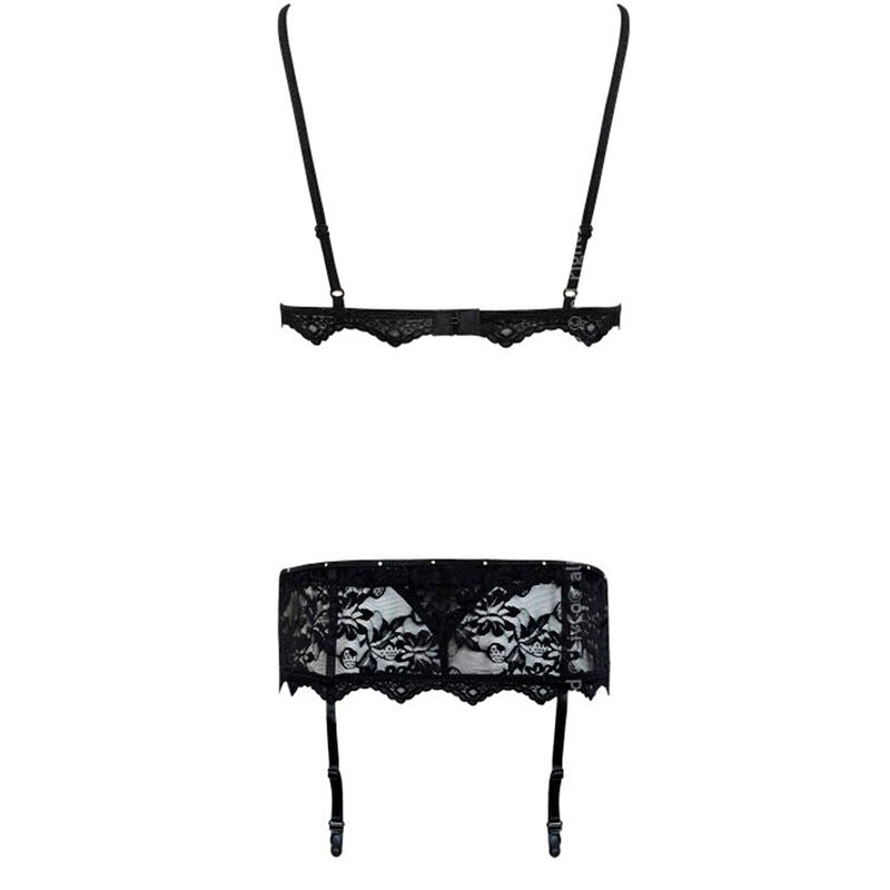 LIVCO CORSETTI FASHION - BELITA LC 90231 SUJETADOR + BRAGUITA + LIGUERO NEGRO L/XL