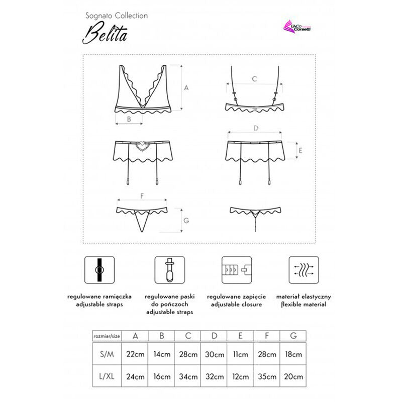 LIVCO CORSETTI FASHION - BELITA LC 90231 SUJETADOR + BRAGUITA + LIGUERO NEGRO L/XL