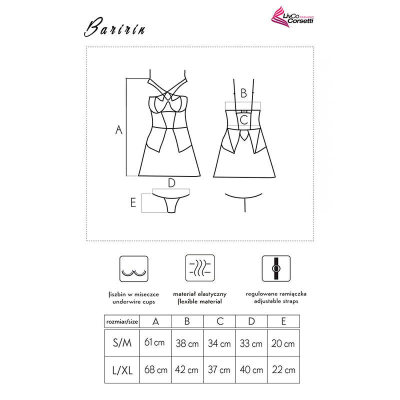 LIVCO CORSETTI FASHION - BARIRIN LC 90633 CAMISA + BRAGUITA NEGRA L/XL