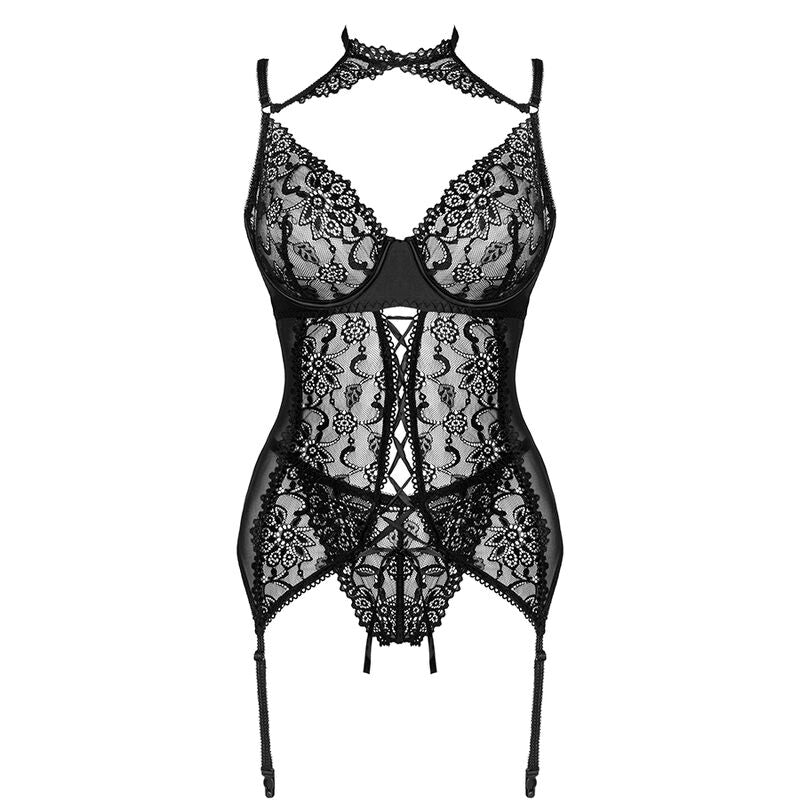 LIVCO CORSETTI FASHION - COLECCIÓN GIELLANDRA FOR THE SENSES CORSÉ + BRAGA NEGRO L/XL