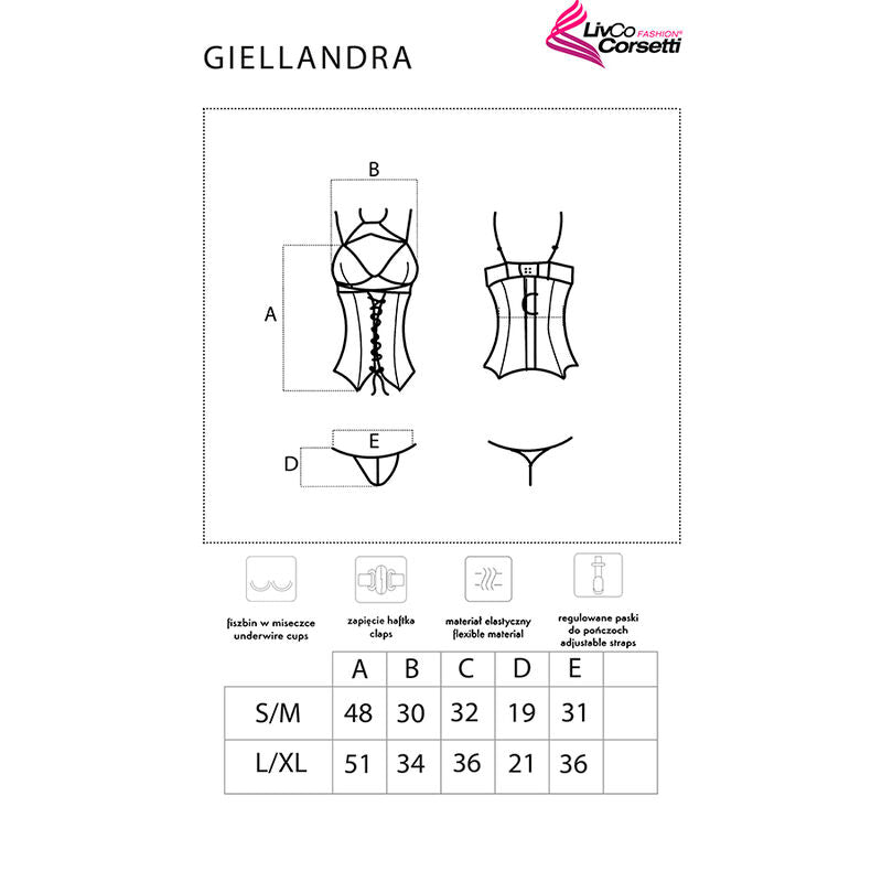 LIVCO CORSETTI FASHION - COLECCIÓN GIELLANDRA FOR THE SENSES CORSÉ + BRAGA NEGRO L/XL