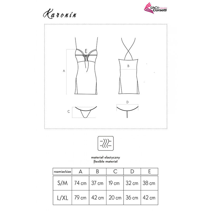 LIVCO CORSETTI FASHION - KARONIN LC 90628 CAMISA + BRAGUITA NEGRA L/XL