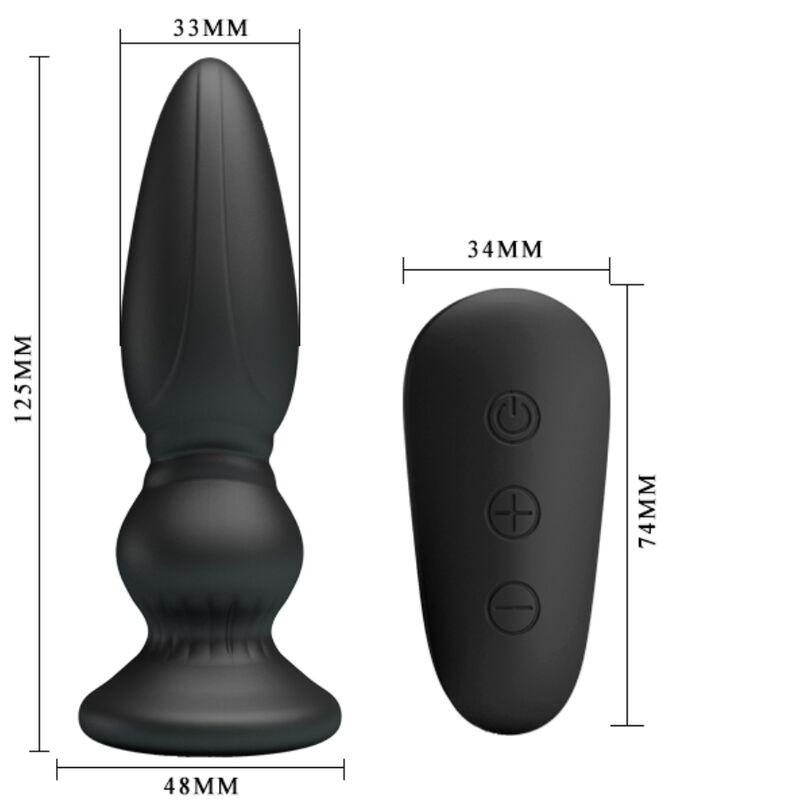 MR PLAY - PLUG ANAL COM CONTROLE REMOTO E VIBRADOR PODEROSO PRETO