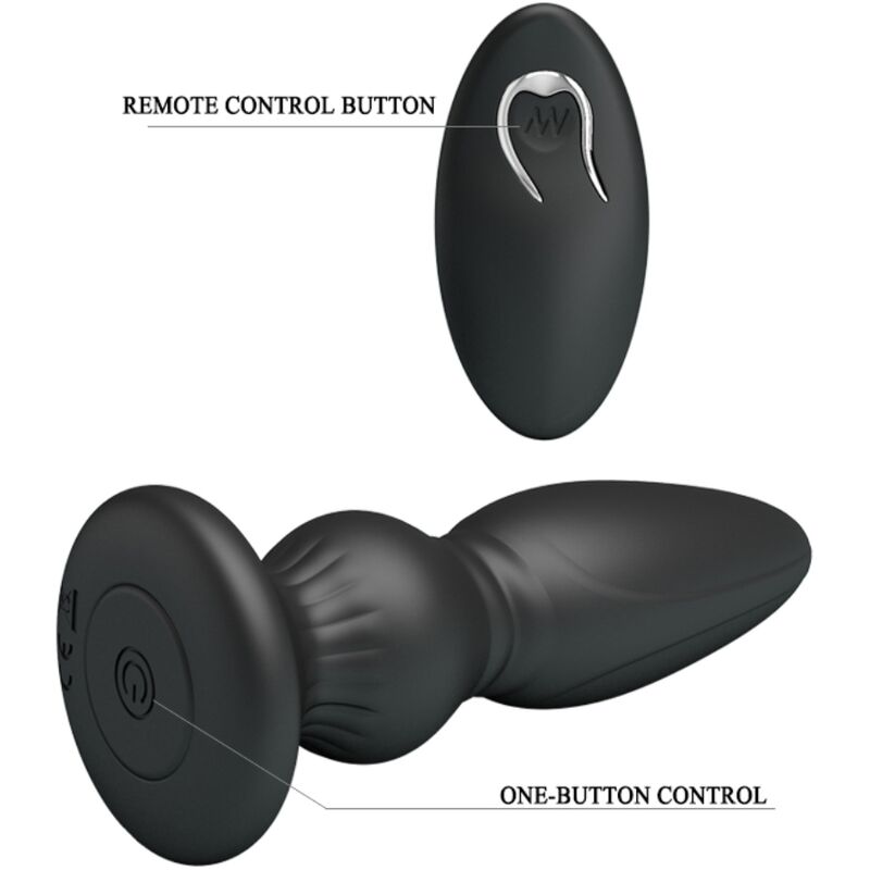 MR PLAY - PLUG ANAL COM CONTROLE REMOTO E VIBRADOR PODEROSO PRETO