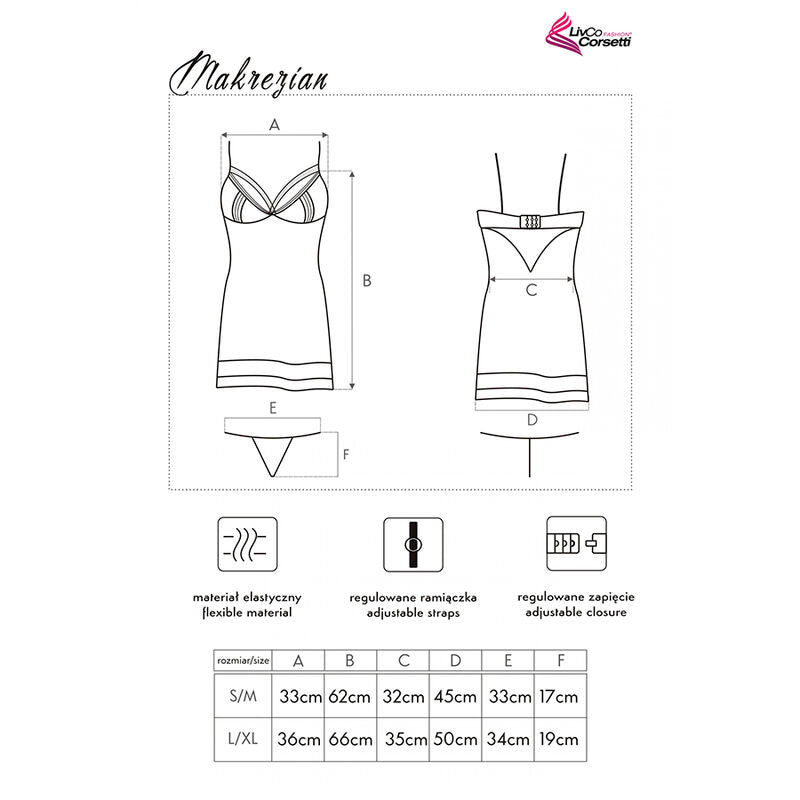 LIVCO CORSETTI FASHION - MAKREZIAN LC 90545 CAMISA + BRAGUITA NEGRA L/XL