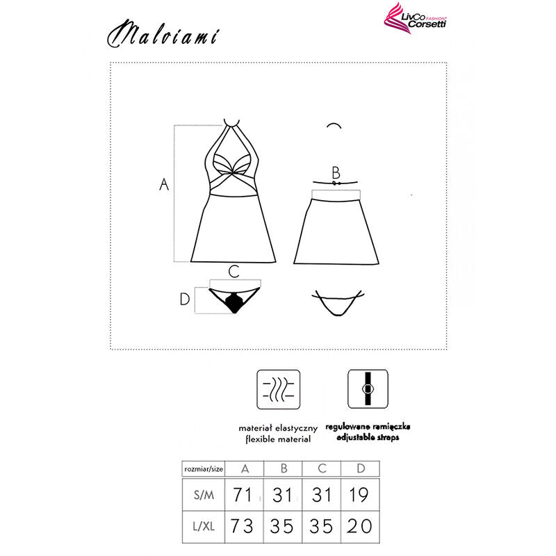 LIVCO CORSETTI FASHION - MALVIAMI LC 90625 CAMISA + BRAGUITA NEGRA L/XL