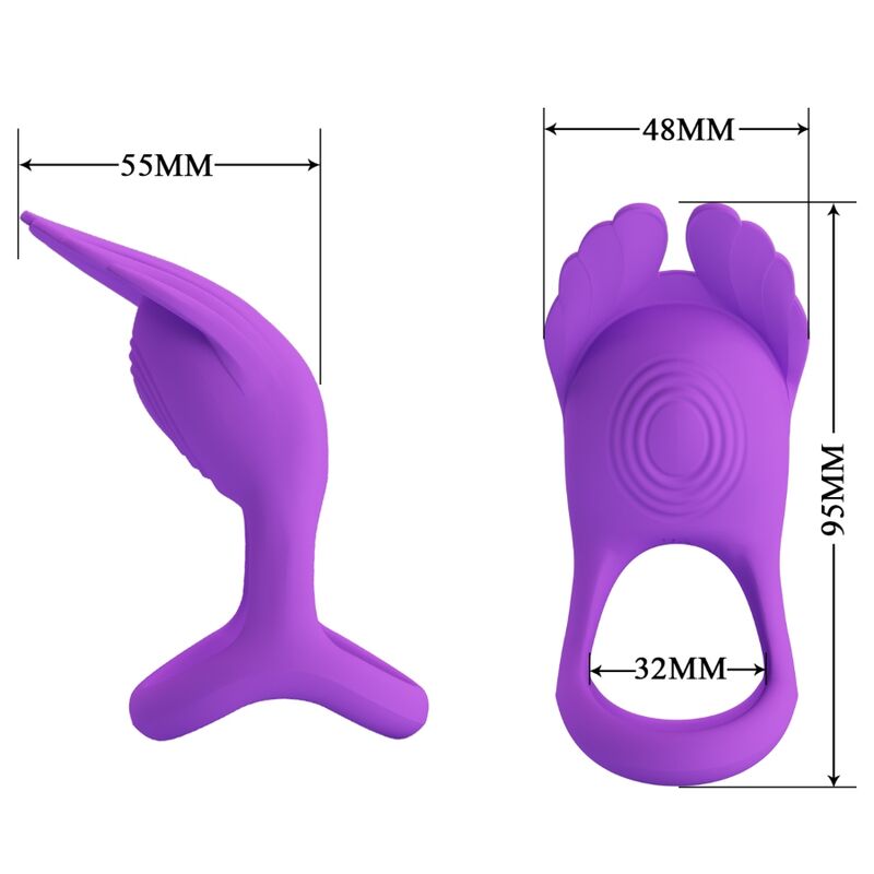 PRETTY LOVE - ANILLO VIBRANTE PARA EL PENE SILAS 7 VIBRACIONES SILICONA MORADA