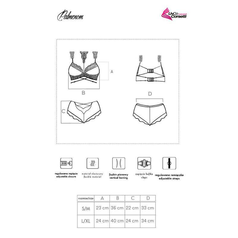 LIVCO CORSETTI FASHION - PALMENOM LC 90614 BRA + CALÇA PRETA L/XL