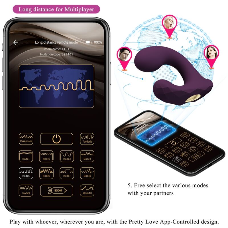 PRETTY LOVE - CONTROLE REMOTO DE VIBRAÇÃO BILLY ROXO APLICATIVO GRATUITO