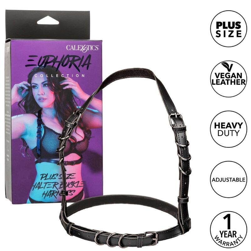 CALEXOTICS - ARREIO COM FIVELA EUPHORIA PLUS SIZE HALTER PRETO
