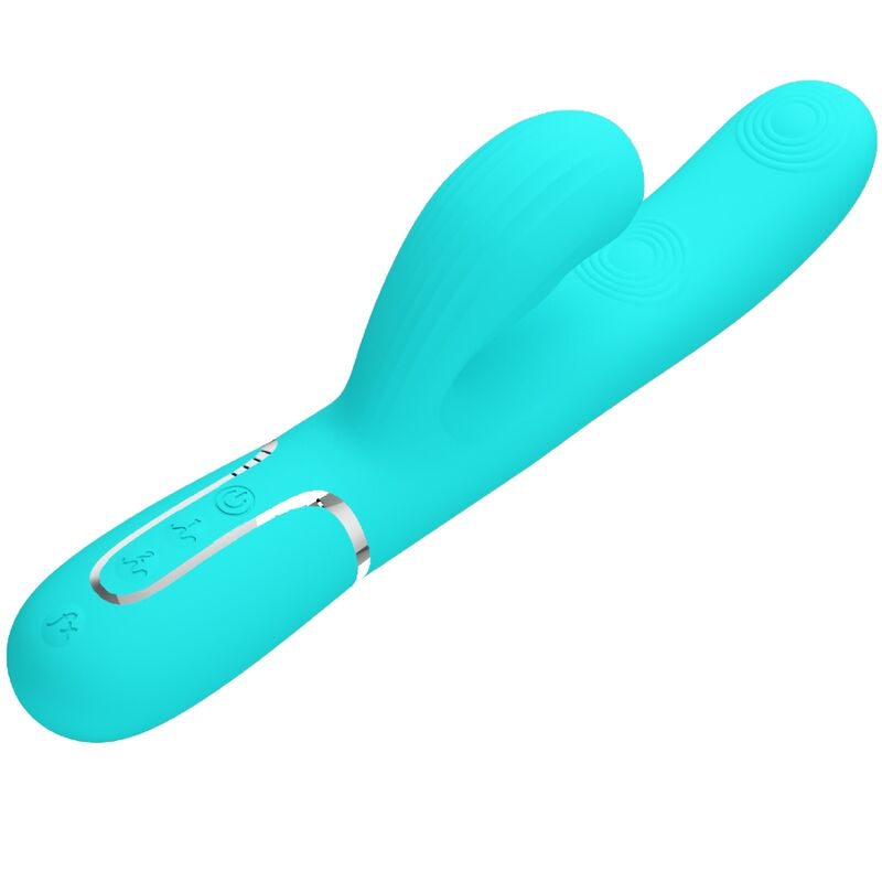 PRETTY LOVE - VIBRADOR MULTIFUNCIÓN 3 EN 1 PERLITA PUNTO G VERDE AGUA