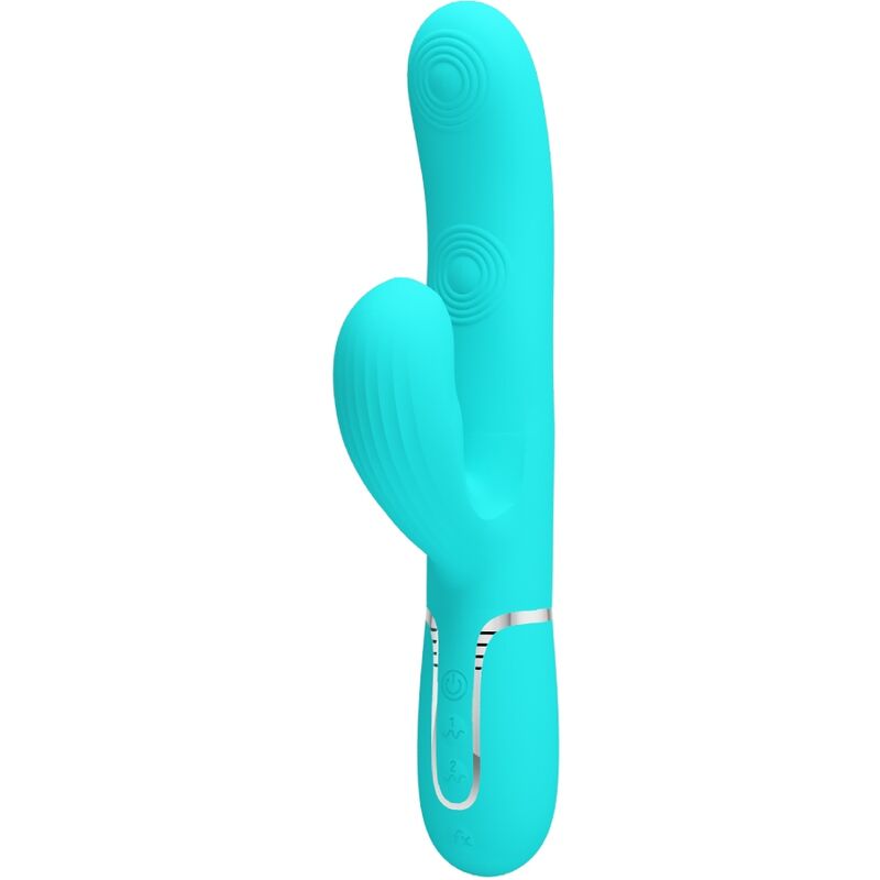 PRETTY LOVE - VIBRADOR MULTIFUNCIÓN 3 EN 1 PERLITA PUNTO G VERDE AGUA