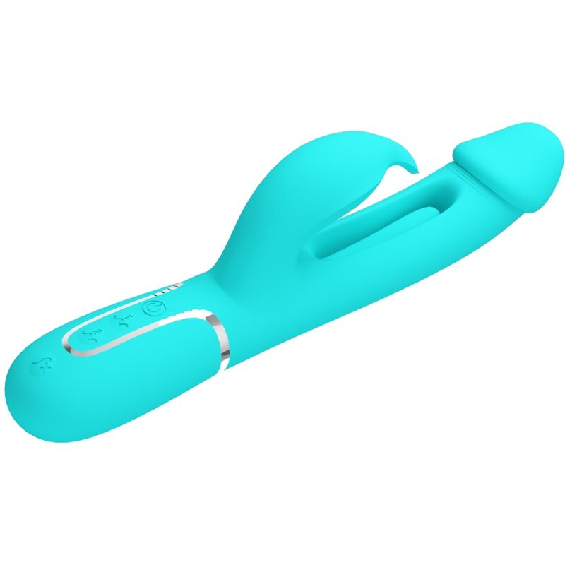 PRETTY LOVE - KAMPAS RABBIT 3 EM 1 VIBRADOR MULTIFUNCIONAL COM LÍNGUA VERDE ÁGUA