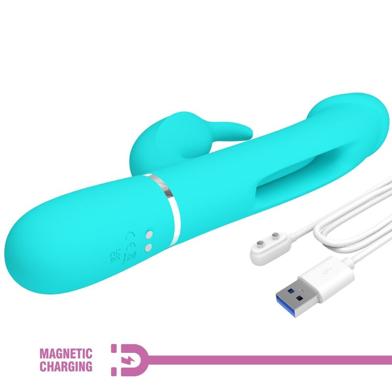 PRETTY LOVE - KAMPAS RABBIT 3 EM 1 VIBRADOR MULTIFUNCIONAL COM LÍNGUA VERDE ÁGUA