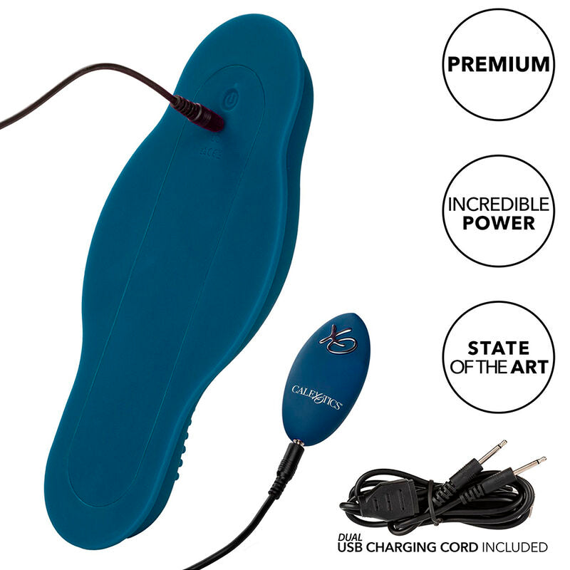 CALEXOTICS - MASAJEADOR DE JINETE DOBLE MOTOR CONTROL REMOTO AZUL