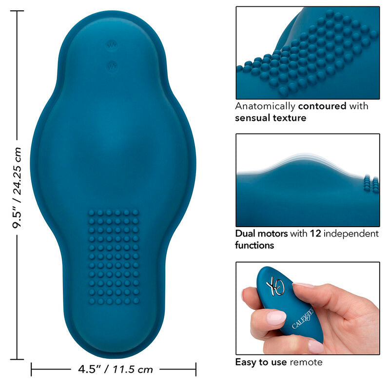CALEXOTICS - MASAJEADOR DE JINETE DOBLE MOTOR CONTROL REMOTO AZUL