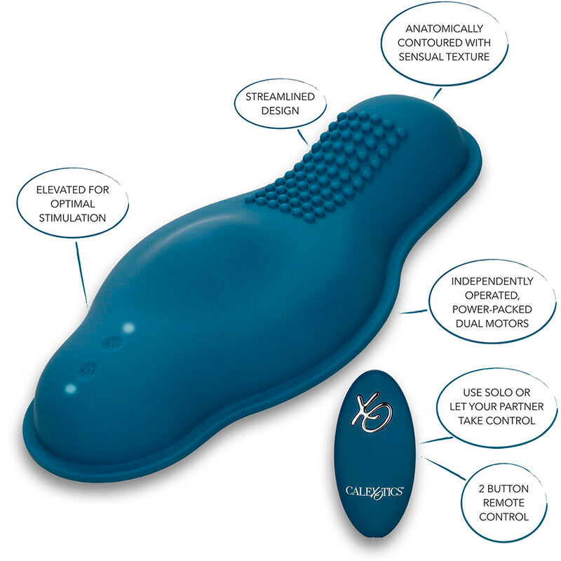 CALEXOTICS - MASAJEADOR DE JINETE DOBLE MOTOR CONTROL REMOTO AZUL