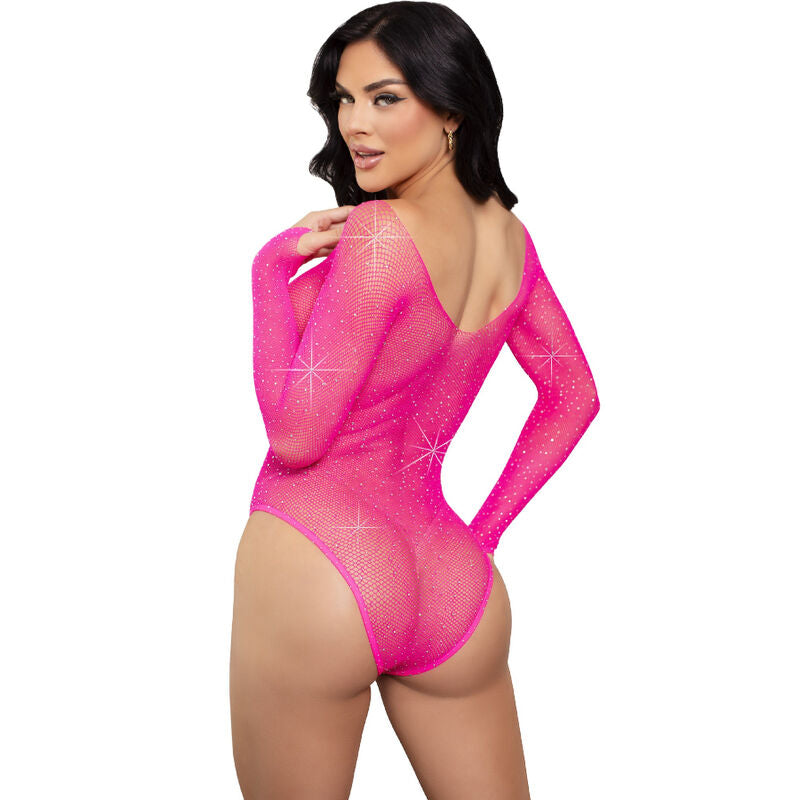 LEG AVENUE - BODY DE MANGA LARGA CRISTALIZADO FUCSIA