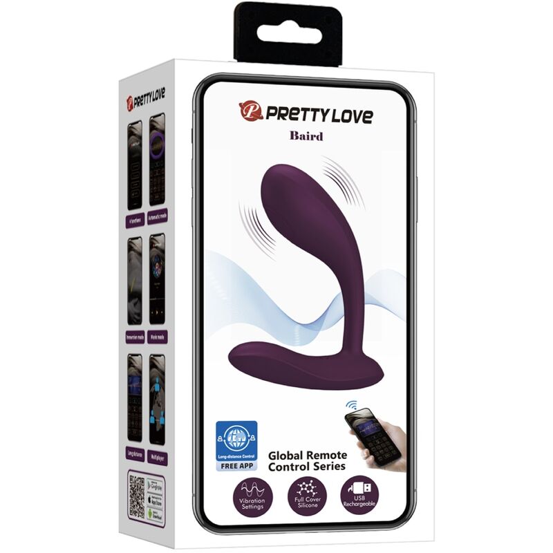 PRETTY LOVE - BAIRD G-SPOT 12 VIBRAÇÕES RECARREGÁVEIS LILA APP