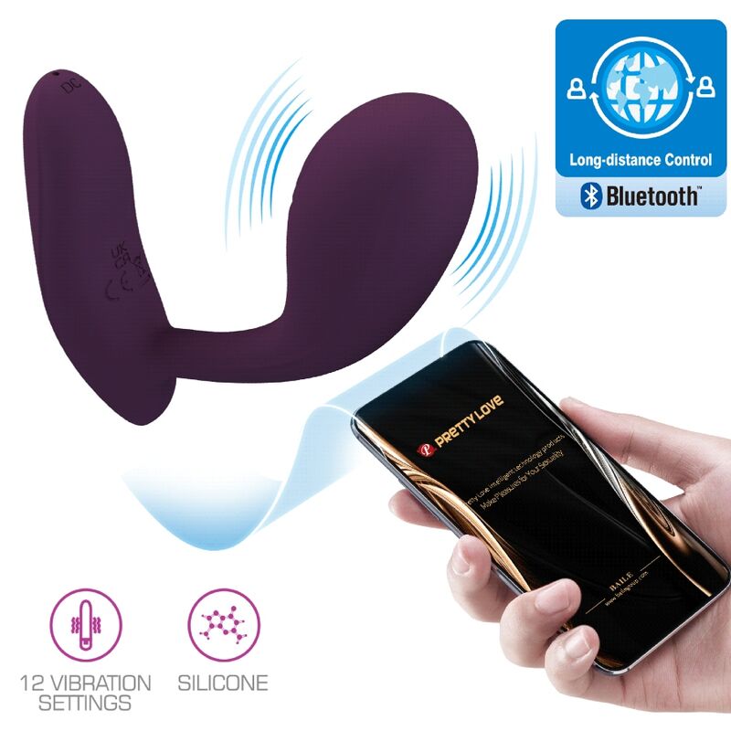 PRETTY LOVE - BAIRD G-SPOT 12 VIBRAÇÕES RECARREGÁVEIS LILA APP