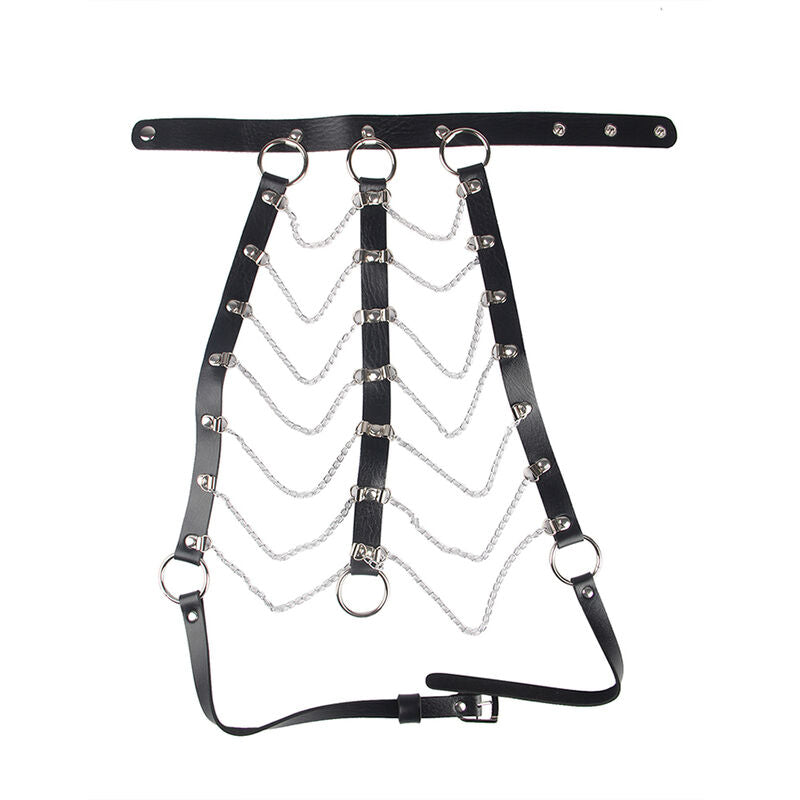 SUBBLIME - ARNÉS DE PECHO CADENAS DE CUERO NEGRO TALLA ÚNICA
