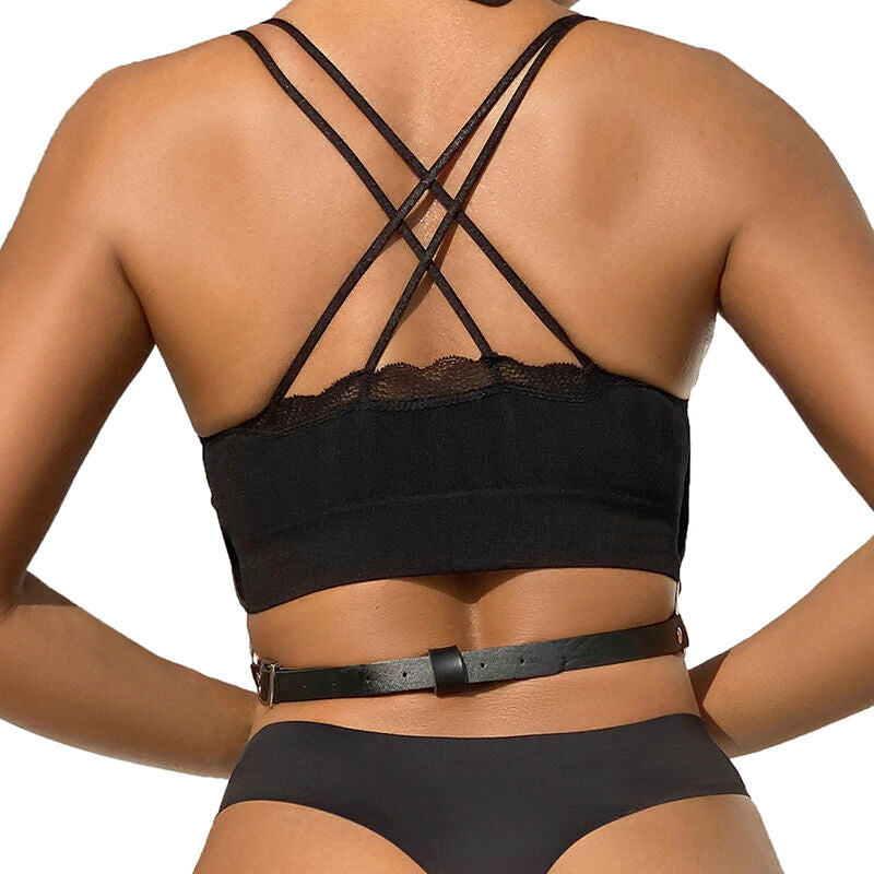 SUBBLIME - ARNÉS DE PECHO CADENAS DE CUERO NEGRO TALLA ÚNICA