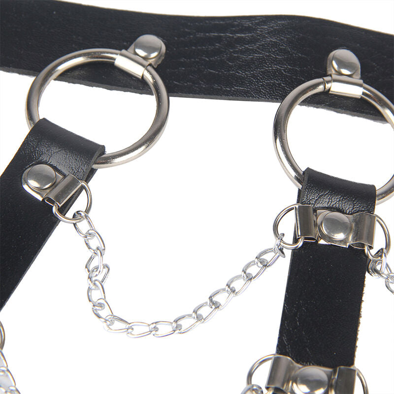 SUBBLIME - ARNÉS DE PECHO CADENAS DE CUERO NEGRO TALLA ÚNICA