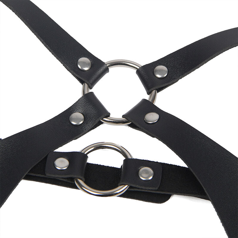 SUBBLIME - ARNÉS DE CUERPO ENTERO CON HEBILLAS DE CUERO NEGRO TALLA ÚNICA