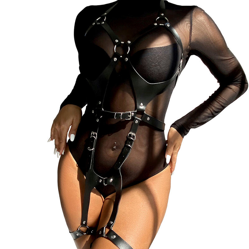 SUBBLIME - ARNÉS DE CUERPO ENTERO CON HEBILLAS DE CUERO NEGRO TALLA ÚNICA