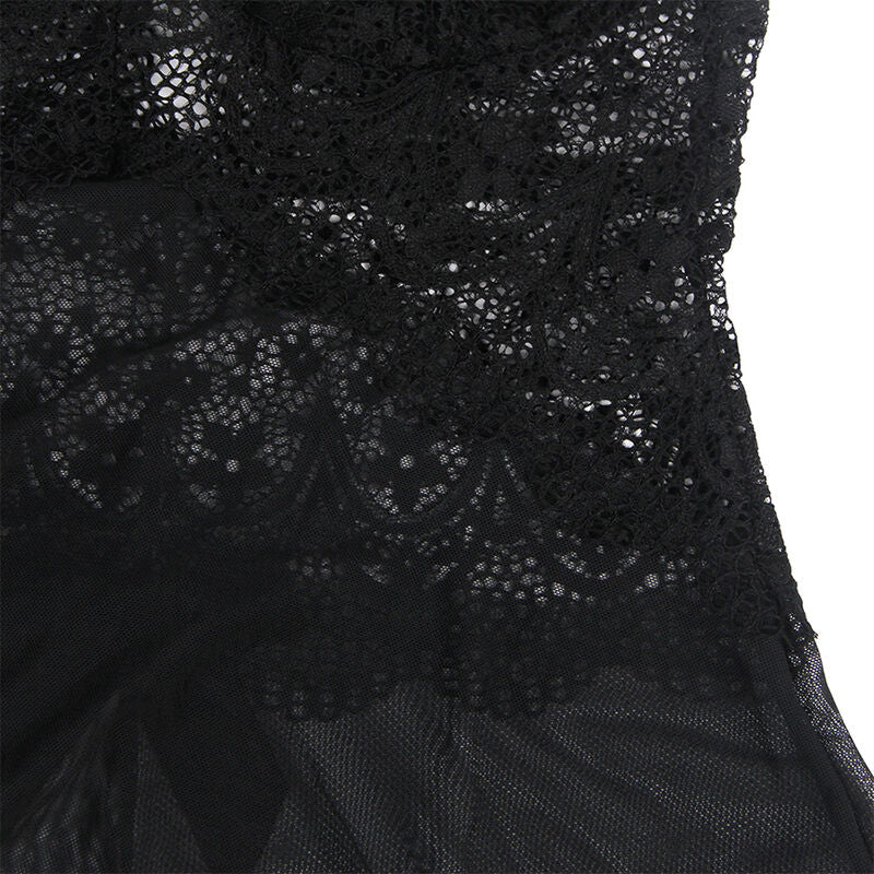 SUBBLIME - BABYDOLL EM TECIDO DE TULE COM DETALHE DE RENDA E FLOR PRETO G/GG