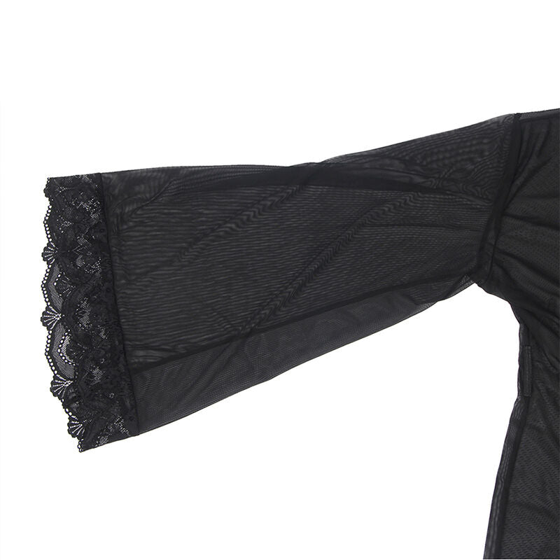 SUBBLIME - ROBE DE TECIDO TRANSPARENTE COM DETALHE DE RENDA PRETO G/GG