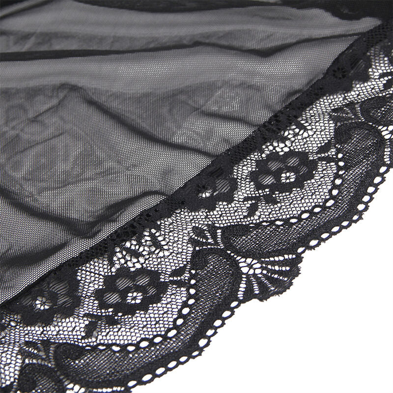 SUBBLIME - ROBE DE TECIDO TRANSPARENTE COM DETALHE DE RENDA PRETO G/GG