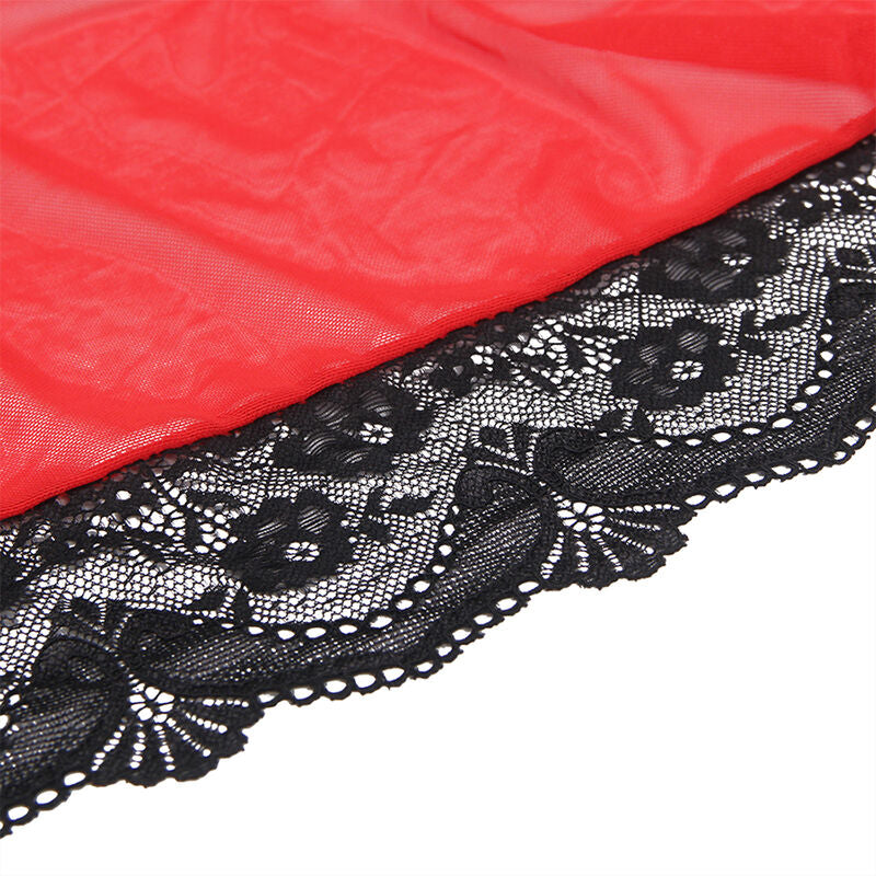 SUBBLIME - ROBE DE TECIDO TRANSPARENTE COM DETALHE DE RENDA VERMELHO L/XL