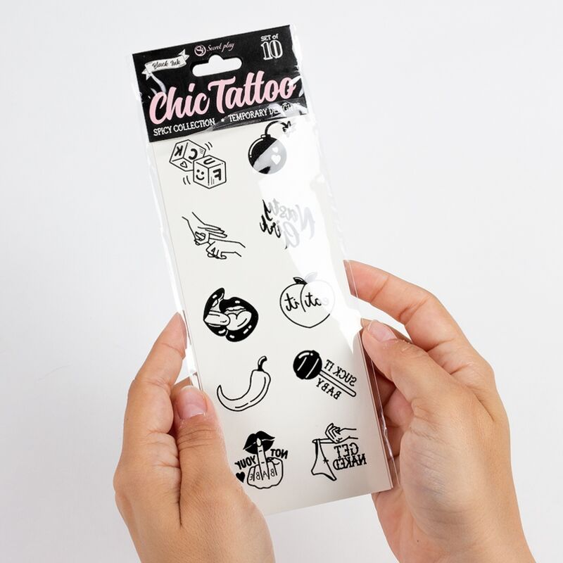 SECRET PLAY - CONJUNTO DE 10 TATUAGENS TEMPORÁRIAS SPICY COLLECTION