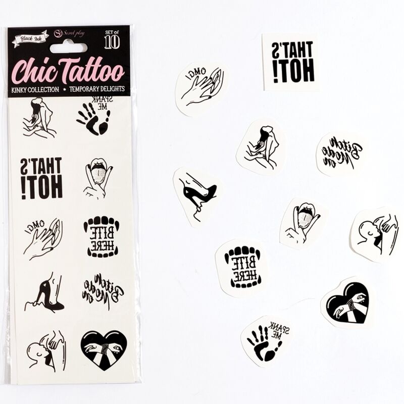 SECRET PLAY - CONJUNTO DE 10 TATUAGENS TEMPORÁRIAS KINKY COLLECTION