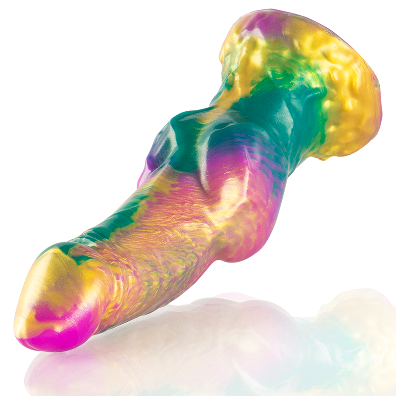 ÉPICO - DILDO DE ÍRIS COM TESTÍCULOS DE PRAZER EM FORMA DE ARCO-ÍRIS