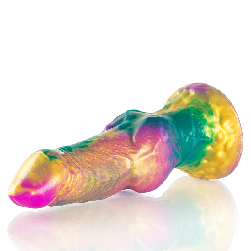 ÉPICO - DILDO DE ÍRIS COM TESTÍCULOS DE PRAZER EM FORMA DE ARCO-ÍRIS
